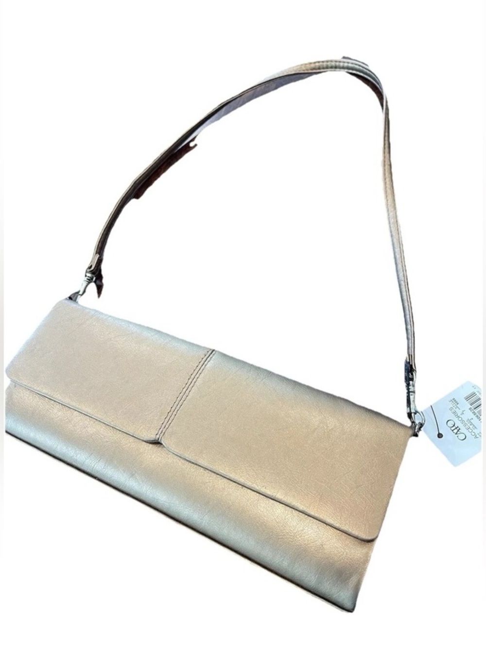 Cato Metallic Pearl Shoulder Clutch in Champagne